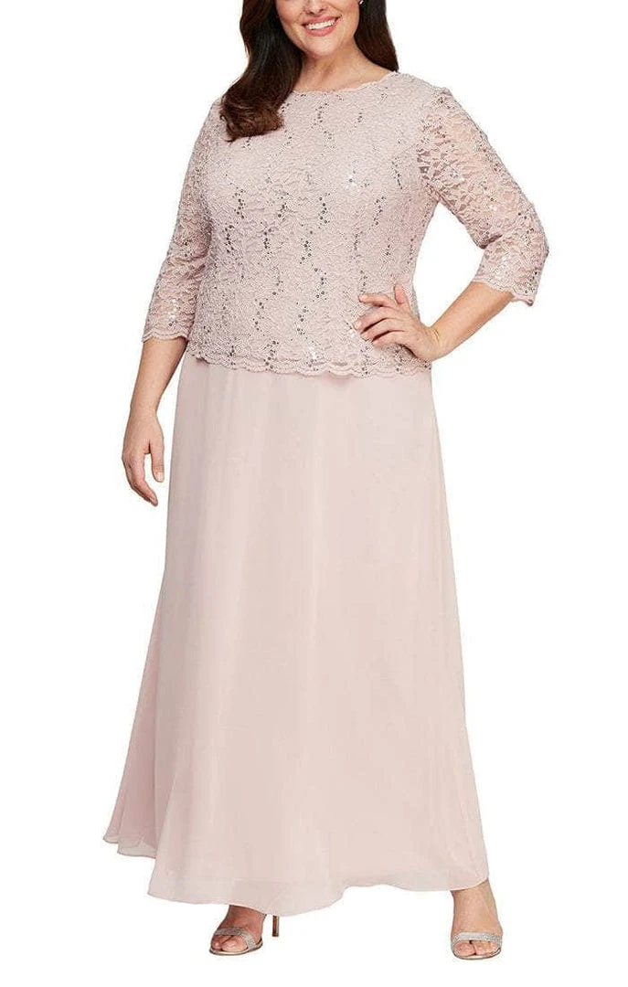 Alex Evenings - 412318 Sequin Lace Chiffon Faux Two-Piece Long Dress 14 Alex Evenings - 412318 Sequin Lace Chiffon Faux Two-Piece Long Dress