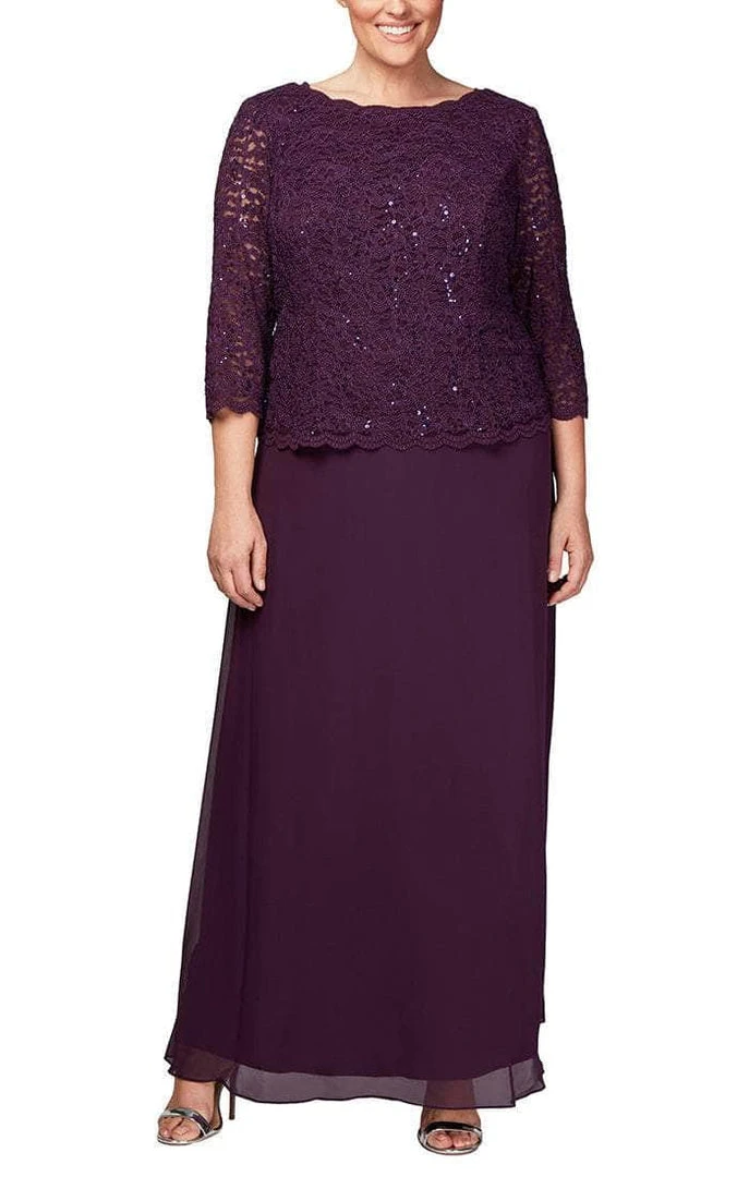 Alex Evenings - 412318 Sequin Lace Chiffon Faux Two-Piece Long Dress 5 Alex Evenings - 412318 Sequin Lace Chiffon Faux Two-Piece Long Dress