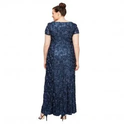Alex Evenings - 412788 Short Sleeve Rosette A-line Dress