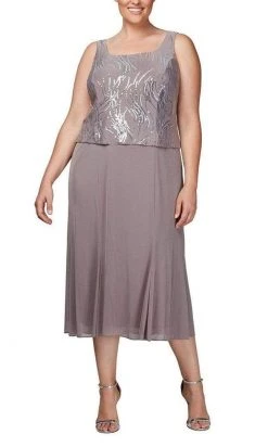 Alex Evenings - 496267 Plus Size Chiffon Dress With Sequin Jacket