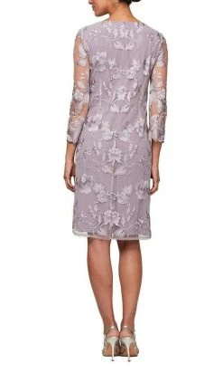 Alex Evenings - 81122202 Embroidered Lace Mock Jacket Jersey Dress