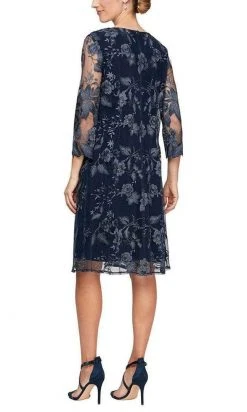 Alex Evenings - 81122202 Embroidered Lace Mock Jacket Jersey Dress