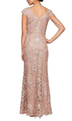 Alex Evenings - 8117922 Cap Sleeved Embroidered Long Dress