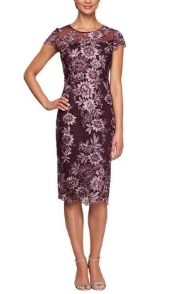 Alex Evenings - 8117953 Floral Laced Midi Dress