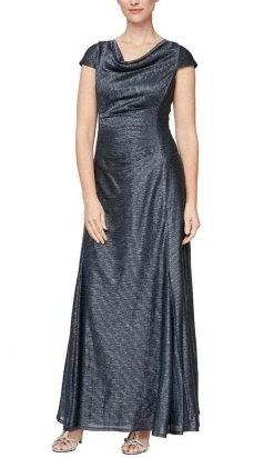 Alex Evenings - 8127685 Cap Sleeved Metallic Long Dress 9 Alex Evenings - 8127685 Cap Sleeved Metallic Long Dress