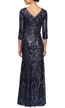 Alex Evenings - 8196609 Sequin 3/4 Sleeve Mermaid Dress