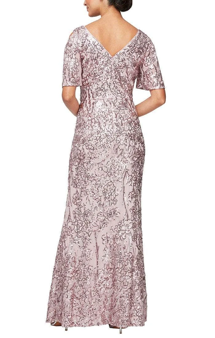 Alex Evenings - 8196611 Flutter Sleeves Sequined Long Gown 9 Alex Evenings - 8196611 Flutter Sleeves Sequined Long Gown