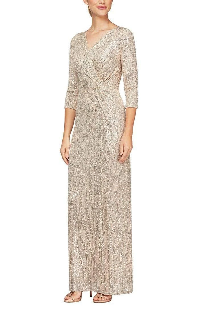 Alex Evenings - 8196646 Sequined V-Neck Column Gown 3 Alex Evenings - 8196646 Sequined V-Neck Column Gown