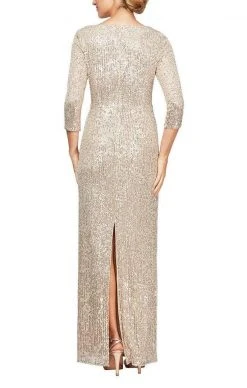 Alex Evenings - 8196646 Sequined V-Neck Column Gown