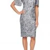 Alex Evenings - 8196728 Short Flutter Sleeves Sequin Dress 2 Alex Evenings - 8196728 Short Flutter Sleeves Sequin Dress