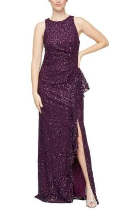Alex Evenings - 82122434 Sleeveless Lace Sequin Long Dress