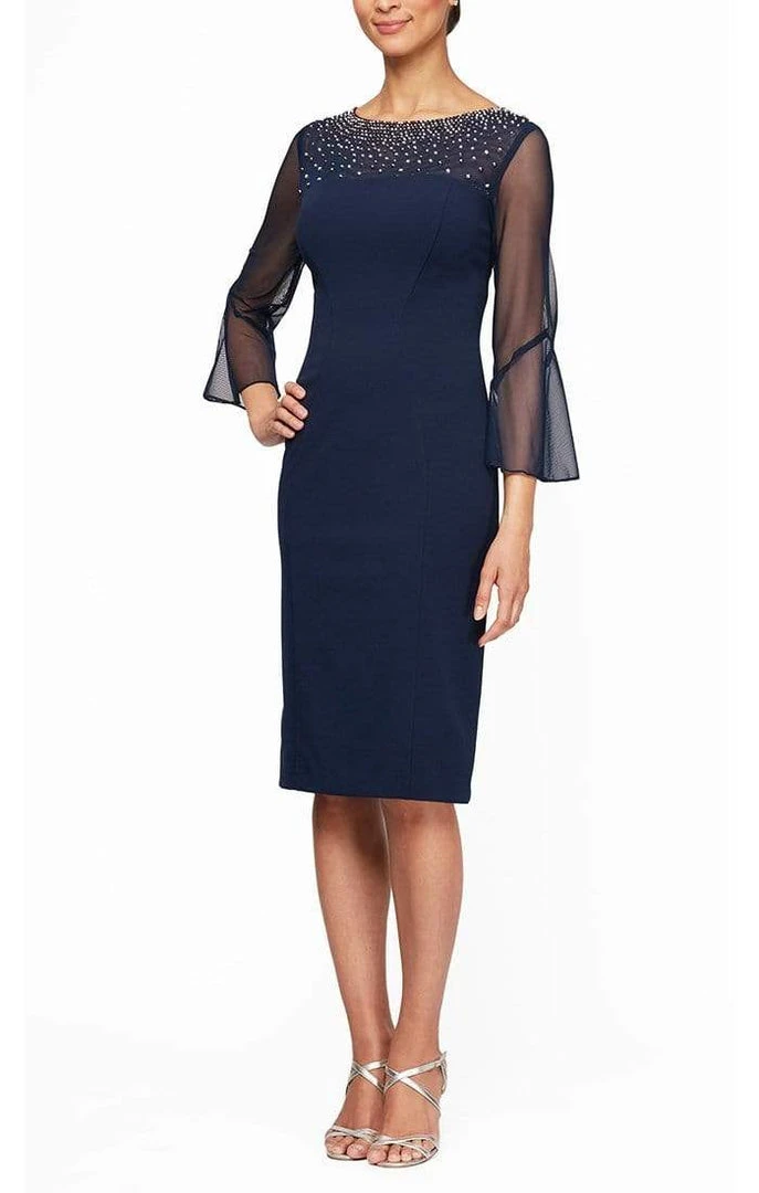 Alex Evenings - 8260208 Quarter Bell Sleeves Petite Sheath Dress 3 Alex Evenings - 8260208 Quarter Bell Sleeves Petite Sheath Dress