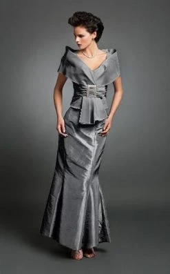 Alexander By Daymor - 1033 Taffeta Trumpet Gown With Faux Wrap Jacket 15 Alexander By Daymor - 1033 Taffeta Trumpet Gown With Faux Wrap Jacket