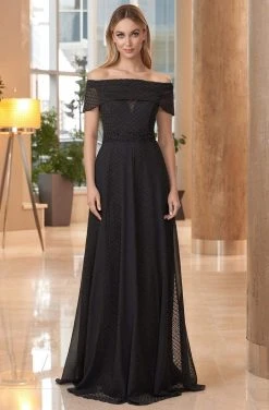 Alexander By Daymor - 1050 Off-Shoulder Lattice Details A-Line Gown