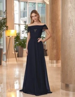 Alexander By Daymor - 1050 Off-Shoulder Lattice Details A-Line Gown