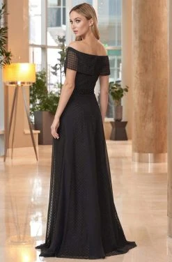 Alexander By Daymor - 1050 Off-Shoulder Lattice Details A-Line Gown