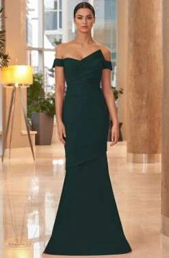 Alexander By Daymor - 1054 Detachable Skirt Off-Shoulder Trumpet Gown