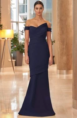 Alexander By Daymor - 1054 Detachable Skirt Off-Shoulder Trumpet Gown