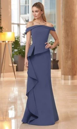 Alexander By Daymor - 1060 Off-Shoulder Ruffled Skirt Trumpet Gown