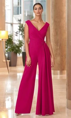 Alexander By Daymor - 1063 Deep V-Neckline Long Jumpsuit