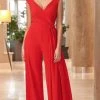 Alexander By Daymor - 1063 Deep V-Neckline Long Jumpsuit 1 Alexander By Daymor - 1063 Deep V-Neckline Long Jumpsuit