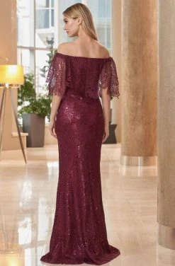 Alexander By Daymor - 1064 Off-Shoulder Low Slit Column Gown 5 Alexander By Daymor - 1064 Off-Shoulder Low Slit Column Gown