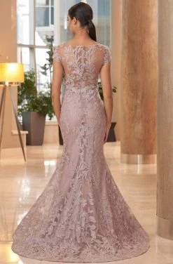 Alexander By Daymor - 1066 Embroidered Cap Sleeves Trumpet Gown