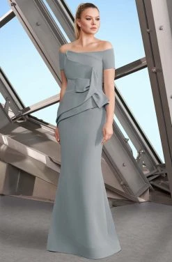 Alexander By Daymor - 1150 Off-Shoulder Structured Pleated Trumpet Gown