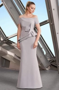 Alexander By Daymor - 1150 Off-Shoulder Structured Pleated Trumpet Gown