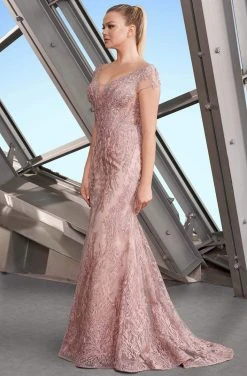 Alexander By Daymor - 1169 Bead Embellished V-Neck Gown