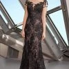 Alexander By Daymor - 1189 Short Sleeve Illusion Floral Lace Gown
