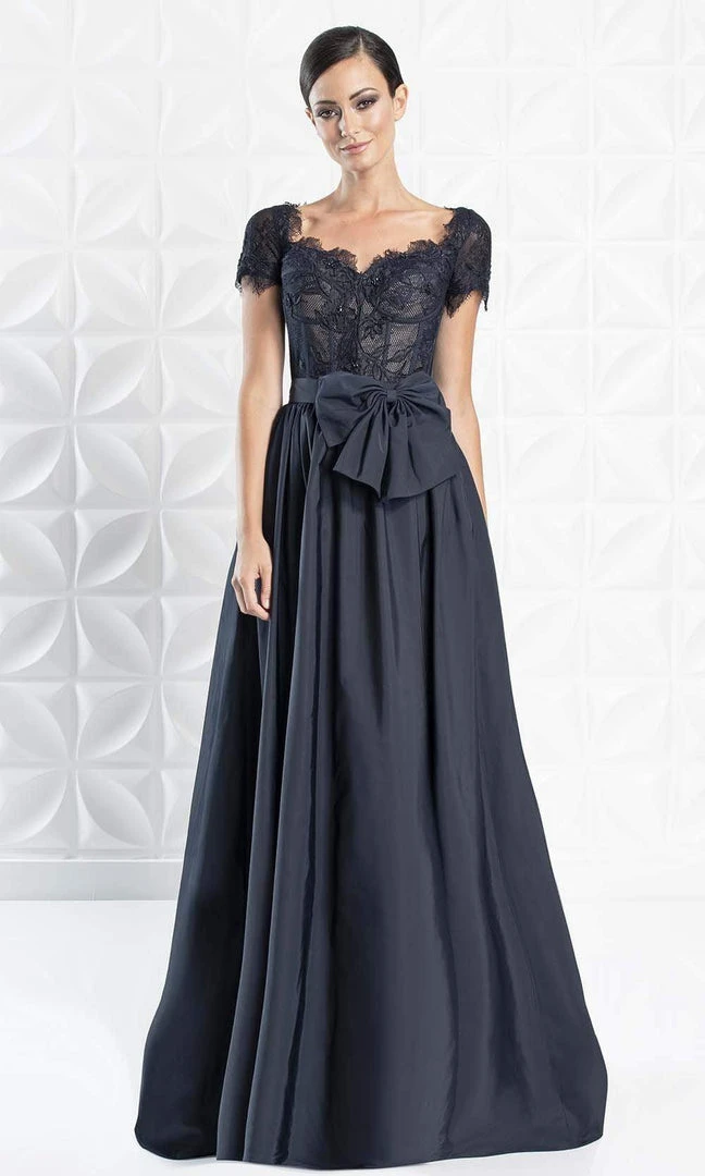 Alexander By Daymor - 1264 Bow Accent Short Sleeve Sweetheart Gown 4 Alexander By Daymor - 1264 Bow Accent Short Sleeve Sweetheart Gown