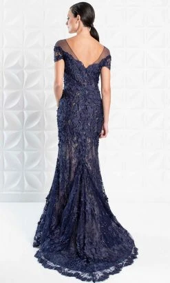 Alexander By Daymor - 1274 Floral Accent Illusion Bateau Mermaid Gown