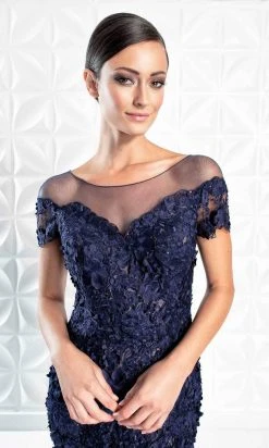 Alexander By Daymor - 1274 Floral Accent Illusion Bateau Mermaid Gown