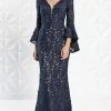 Alexander By Daymor - 1276 Circular Flounce V-Neck Floral Lace Gown 1 Alexander By Daymor - 1276 Circular Flounce V-Neck Floral Lace Gown