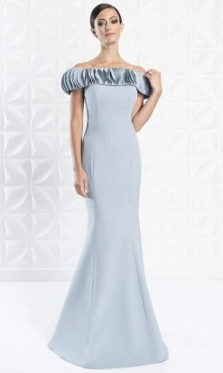 Alexander By Daymor - 1280 Ruffled Off-Shoulder Trumpet Dress
