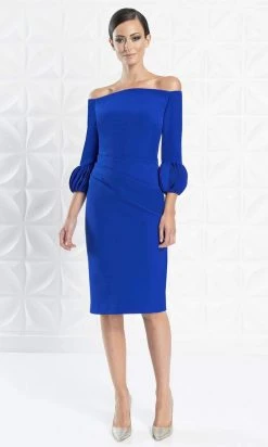 Alexander By Daymor - 1281 Quarter Sleeve Off Shoulder Sheath Dress