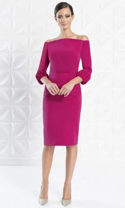 Alexander By Daymor - 1281 Quarter Sleeve Off Shoulder Sheath Dress 8 Alexander By Daymor - 1281 Quarter Sleeve Off Shoulder Sheath Dress