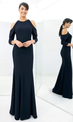 Alexander By Daymor - 1351 Fitted Mermaid Gown With Cold Shoulders