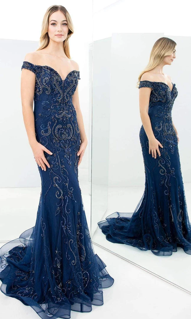 Alexander By Daymor - 1358 Embellished Off Shoulder Sheath Gown 5 Alexander By Daymor - 1358 Embellished Off Shoulder Sheath Gown