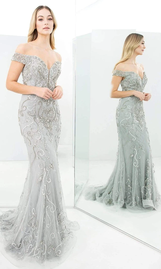 Alexander By Daymor - 1358 Embellished Off Shoulder Sheath Gown 6 Alexander By Daymor - 1358 Embellished Off Shoulder Sheath Gown