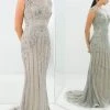 Alexander By Daymor - 1370 Illusion Bugle Beaded Long Dress