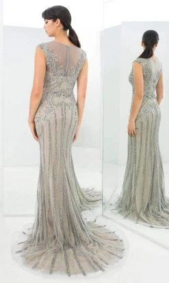 Alexander By Daymor - 1370 Illusion Bugle Beaded Long Dress