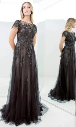 Alexander By Daymor - 1372 Beaded Illusion Bateau A-Line Dress