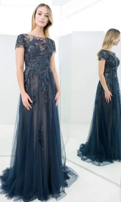 Alexander By Daymor - 1372 Beaded Illusion Bateau A-Line Dress