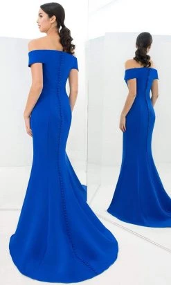 Alexander By Daymor - 1373 Off-Shoulder Front Cutout Mermaid Gown