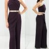Alexander By Daymor - 1382 Strapless Asymmetric Neck Jumpsuit 2 Alexander By Daymor - 1382 Strapless Asymmetric Neck Jumpsuit