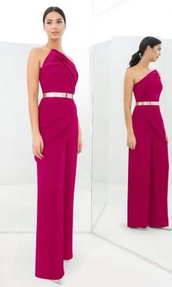 Alexander By Daymor - 1382 Strapless Asymmetric Neck Jumpsuit