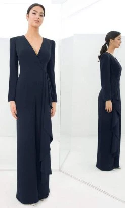 Alexander By Daymor - 1393 Long Sleeve V Neck Jumpsuit 13 Alexander By Daymor - 1393 Long Sleeve V Neck Jumpsuit