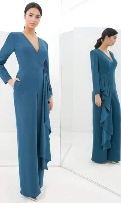 Alexander By Daymor - 1393 Long Sleeve V Neck Jumpsuit 15 Alexander By Daymor - 1393 Long Sleeve V Neck Jumpsuit